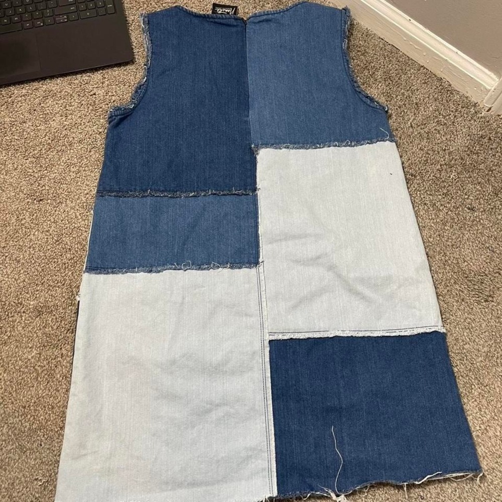 Nanette blue denim patchwork dress with distressed edges - Picture 6 of 6
